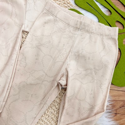 Conj. Blusa Manga Longa Ursos Fofos e Calça Flare Canelada - Areia
